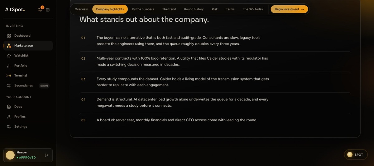 AltSpot deal memo, demonstration data